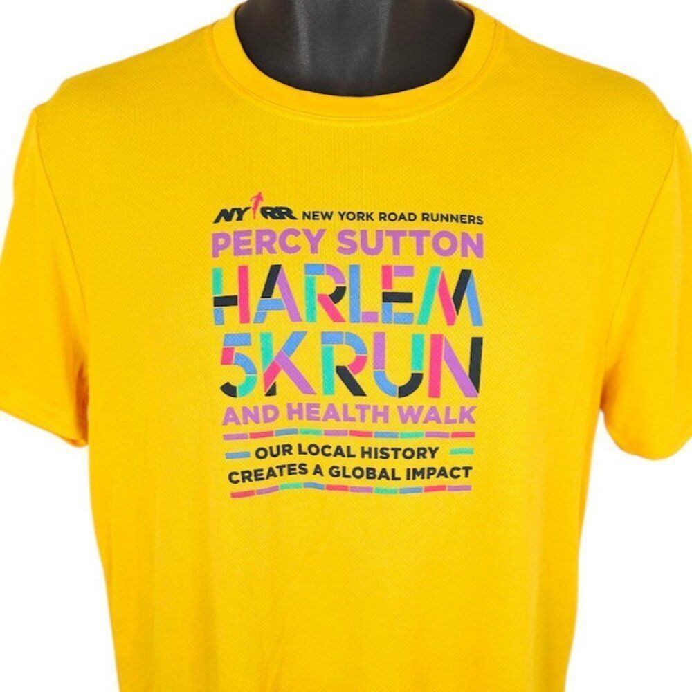 Harlem 5K Run T Shirt Mens Size Medium Yellow Percy Sutton New Balance USA